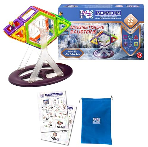 MAGNIKON Magnetische Bausteine Die Schaukel 22 Teile, Magnetbausteine, Magnet Bausteine, Magnetsteine mit Achse, Magnete Kinder, Magnetspiel ab 3 Jahre, Magnetic Tiles, Magnetsteine Spiel