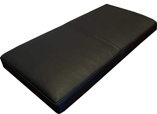 Quattro Meble Schwarz Echtleder Bankauflage Sitzkissen Lederkissen Sitzpolster Bank Auflage doppelt genähtes Echt Leder Kissen Sitzauflage (35 x 60 cm)