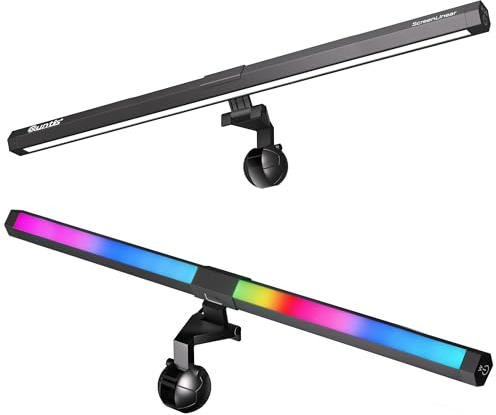 Quntis 51 cm LED Bildschirmlampe PC RGB Schreibtischlampe USB Computer Mehrfarbig Light Bar Monitor Computer Umgebungslicht verstellbar 15 Farben Beleuchtung Lichtleiste für Gaming Lesen