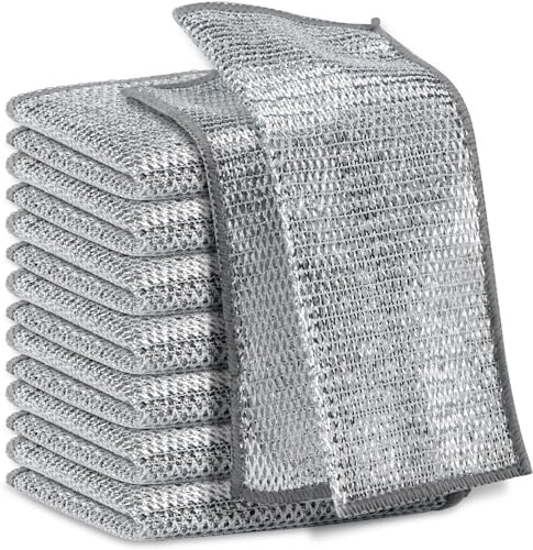 Paños de limpieza milagrosos de alambre multiuso, trapos de alambre de aumento para lavavajillas para malla húmeda y seca, paño de limpieza de microfibra para metal, cocina, platos (5 piezas)