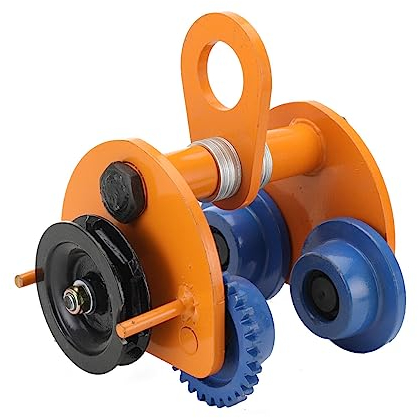 QWEXOB Laufkatze 2 Ton Lastkapazität Handfahrwerk Krankatze Rollfahrwerk Manuelle Schienenlaufkatze Handlaufkatze Laufwagen Gleitenden Balken Drucklaufkatze mit Kette
