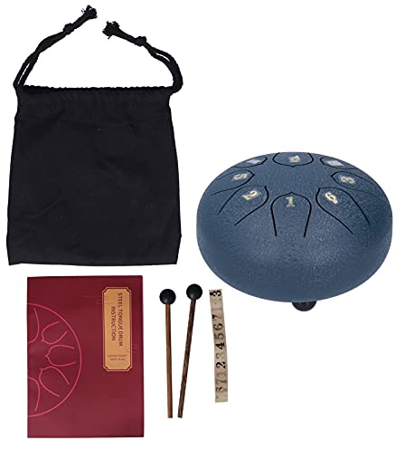 Tungtrumma, 15 cm (6 tum) 8 toner ståltunga trumma handtrumma med klubbor musikbok musikinstrument för meditationsunderhållning (#1)
