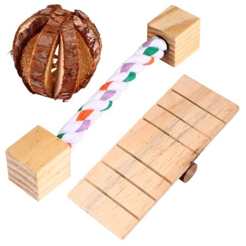 COLLBATH 3stücke Teiliges Pet Wooden Chew Toy Aus Naturholz Mit Kauspielzeug Für Hamster Kleine Nager Und Papageien Langlebig Sicher Für Käfigaktivität Und Zahnpflege