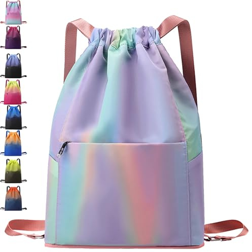 AUNGKWANG Sacca Sportiva Borsa con Coulisse, Zaino da Palestra Bambini, Impermeabile Sacchetta Sportiva Palestra, 31 * 14 * 46 cm Grande capacità Sacca Zaino con Coulisse