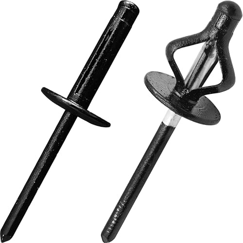 Rivetti ciechi in alluminio ad espansione tripla - Assortimento di rivetti bulbo per plastica o materiali morbidi (completamente nero, Ø4,8 x 18 x 16 mm - 50 pezzi)