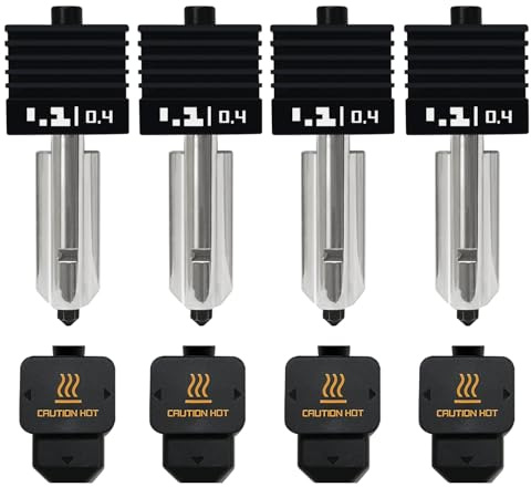 HzdaDeve Kit di estrusore Hotend Combo 4 Pack 0,4MM P2S/H2D/H2S, ugello per testina di stampa Hot End, ugello in acciaio temprato ad alta temperatura, asta riscaldante in silicone, copertura per