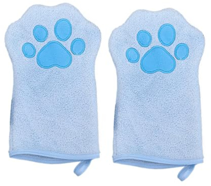 Guanti da bagno per animali domestici – 2 guanti per la cura del pelo double face per gatti a pelo lungo | per la cura degli animali domestici con telo da bagno double face e asciugatura