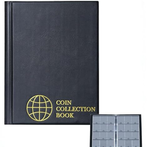 YAFLUG 1 Stück Münzalbum, 120 Taschen Hochwertige 2 Euro Münzen Aufbewahrung, Münzen Sammelalbum, Sammelalbum Für Münzen, Kunstleder Coinalbum Für Münzsammlung Und Geldwährung(Schwarz)