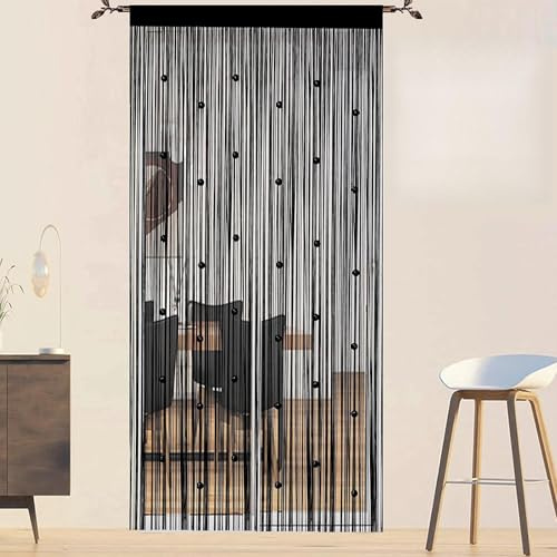 AHEJIOO 2 piezas de cortina para moscas, puerta de terraza, protección contra insectos, puerta de balcón, cortina de hilo, protección contra insectos - cortina de perlas negras 100x200cm para DIY