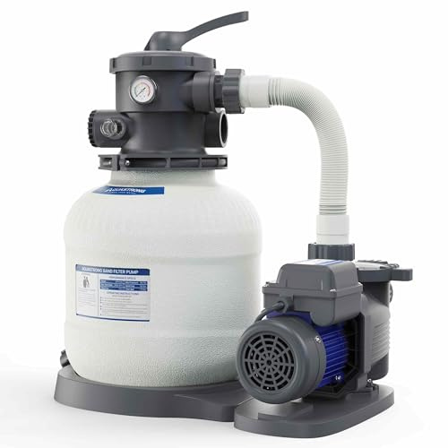 AQUASTRONG Sand Filter Pump for Above Ground Pool, 2/3 HP Pumps Up to 11,000 Gallons, 3000 GPH, 12in Filter with 6-Way Valve