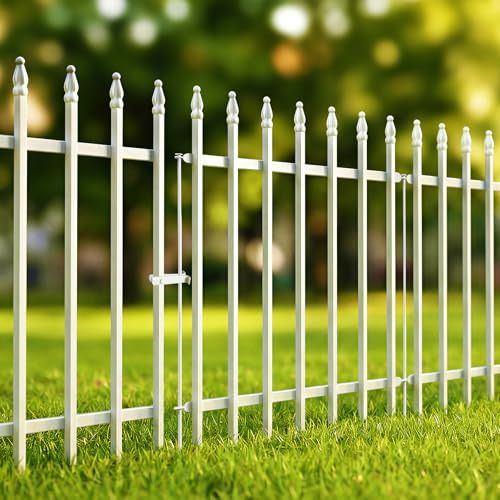 Thealyn Clôture décorative de jardin en métal - 91 cm de haut x 70 cm de large (4 panneaux + 1 portail, longueur totale 3,5 m) - Clôture paysagère pour chien - Clôture paysagère pour parterre de