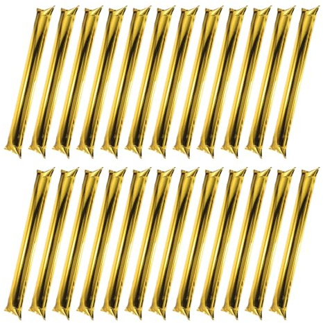 GALPADA 32 Pcs Inflatable Cheering Sticks, 23.6 Inch Golden Aluminum Film Thunder Sticks Noise Makers for Sports Events Basketball Football Party Accessories