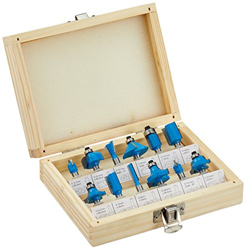 Silverline TCT Router Bit Set – 12 Piece, 1/4 Shank Tungsten Carbide Tipped Bits in Storage Case (792084)