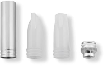 iSi 2715 Dekorationstüllen, 3-teilig + Adapter, Spritztüllen Set, Für Formen und Muster am Teller, Zum Dekorieren von Gebäck, Kuchen oder Torten, Backzubehör für Torten, Silber