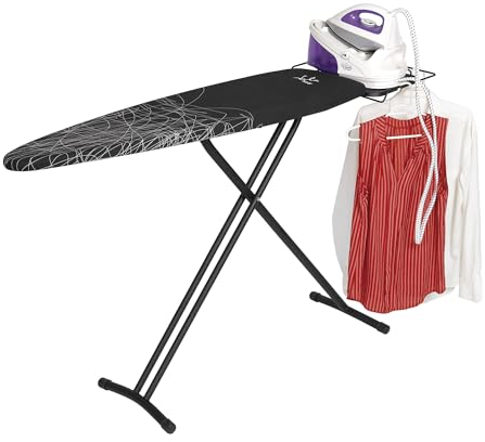 JATA HOGAR TP520 - Tabla de Planchar Plegable Ajustable en Altura, Medidas 123 x 40 cm, Estructura Termocalada, Funda 100% Algodón, Reposa Planchas, Varias Alturas, Fabricación europea