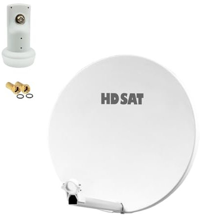 Pack HDSAT Parabole Satellite Fibre Composite Blanche 60cm Brides INOX + LNB Single HD 4K