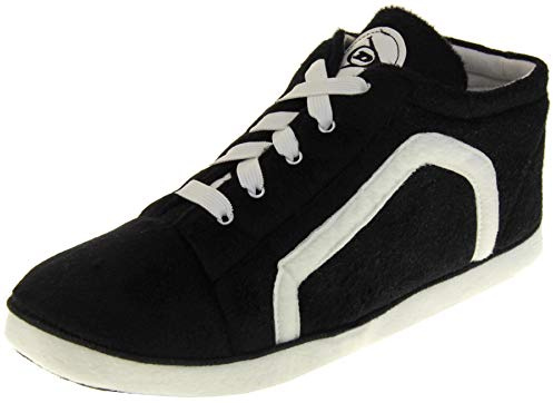 Dunlop Mens High Top Sneaker Warm Fleece Novelty Slippers Trainer Slipper Boots Black Blue Red Size UK 8 9 10 11 12 UK