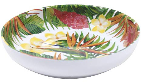 Les Jardins de la Comtesse - Suppen- oder Nudelteller aus reinem Melamin - Geschirr mit exotischen Blumen - Geschirrkollektion MelARTmine - Ø 20 cm