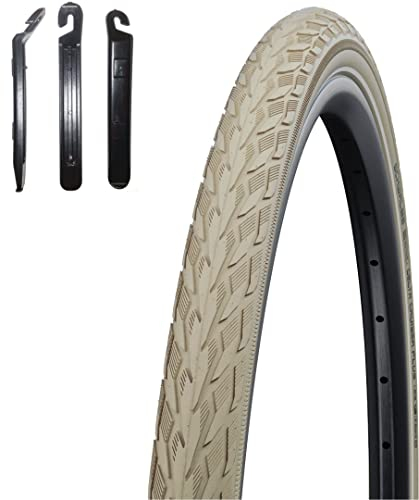 Angebot-Set / 1 x Schwalbe Delta Cruiser Plus 28 Fahrradreifen Fahrradmantel mit Reflex in Creme 40-635 (28 x 1 1/2) inkl. 3 Reifenheber