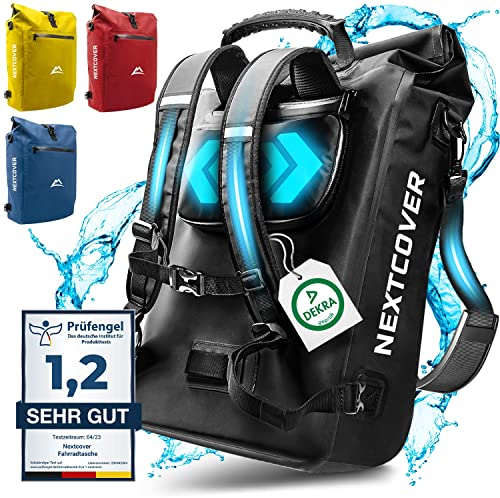 Nextcover® NEU 3in1 Fahrradtasche für Gepäckträger [Aquashield] - Gepäckträgertasche, Rucksack und Umhängetasche [25 Liter] I Fahrrad Tasche wasserdicht