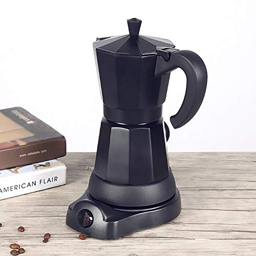 Loobiiny Moka Électrique 300 ml - Cafetière Espresso 6 Tasses - Pot Moka Programmable Classique (Noir)