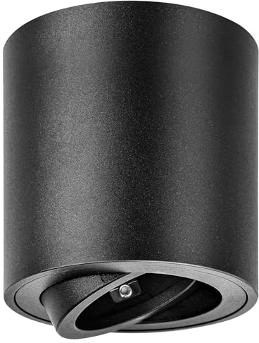 YindaLux 1 Stück Aufbauspot Schwarz: 30° Schwenkbar Aufbaustrahler mit GU10 Fassung, Geeignet für GU10 & LED Module(Ohne GU10-Lampe), Φ80mm Rund Aufbauleuchte, Deckenspots Aufputz Spots aus Aluminium