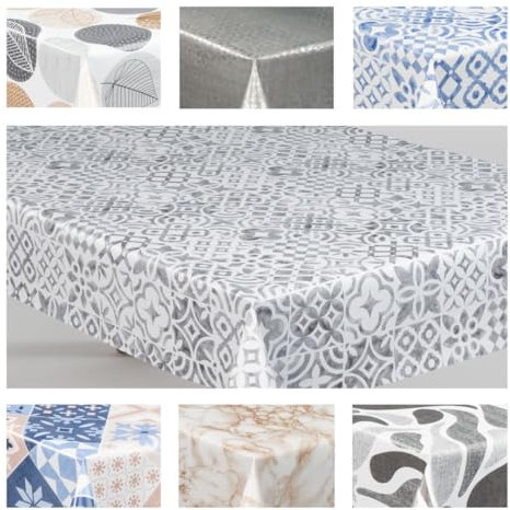 laro Wachstuch-Tischdecke Wachstischdecke Gartentischdecke, Muster:Kachelmuster Grau, Größe:80x120