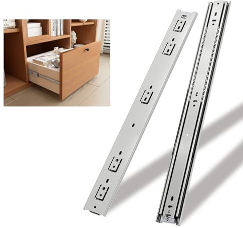 NECILO Heavy Duty Drawer Runner Without Lock, 700mm Silver 68kg Load Capacity Drawer Slides, Full Extension Ball Bearing, Suitable for Motorhome and Large Storage Cabinets, Side Mount, 1 pair(2 packs)