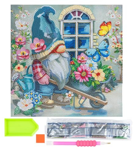 Ideen mit Herz Diamond-Painting-motivduk på kilram | 30 cm x 30 cm | Set inkl. verktyg (tomte i trädgården)