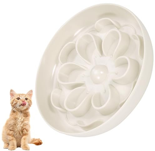 Hejo Antischlingnapf Hunde,Hundenapf Große Hunde zum Langsamen Fressen,Blüte Anti Schling Napf Katze,Anti-Rutsch Slow Feeder Hunde,Spülmaschinenfest Futternapf Hund für Katze und Welpe (Weiß)