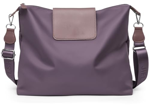 JANKS Sac à bandoulière pour femme en matériau recyclé - Grand sac pour téléphone portable - Avec large bandoulière, lilas, Stor