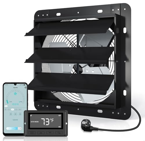 Aygrochy 300mm Industrielle abluftventilator 40W mit wifi app, Drehstrom EC Motor Wandventilator 1630 m³/h, Belüftung und Kühlung für Gewächshäuser, Garagen Loft und Küche.