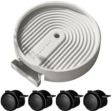 Nuytghr Base a rullo per piante, supporto per vasi, vassoio girevole per fiori, bianco, movimento a 360 gradi con rotelle, per un facile trasporto in casa, appartamento, dormitorio, giardino