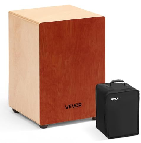 VEVOR Cajon Box Drum, with Internal Guitar Strings, Lightweight Wooden Percussion Box, Portable Birch Wood Drum Musical Instrument with Travel Bag, for Beginners and Professionals, 12 x 12 x 17 in