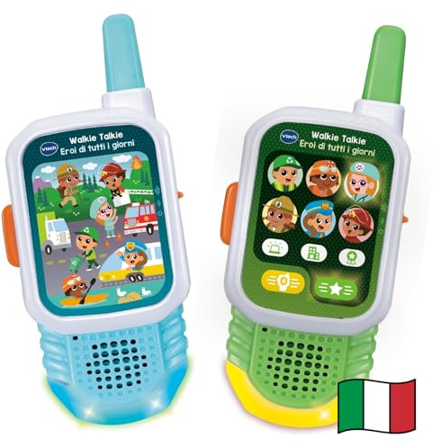 VTech Walkie Talkie - Eroi di Tutti i Giorni, Walkie Talkie Bambini con 2 Modalità, Esplora i Mestieri, 2 Dispositivi Portata 150m, Missioni Interattive, Lingua Italiana, Batterie Incluse, 3-7 Anni