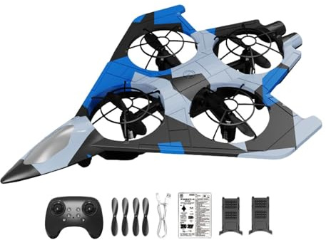JISADER Avión de teledirigido, Juguete para Exteriores, avión de Fija para Principiantes, Azul con 2 Batería