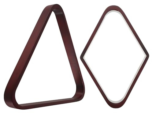 Hohopeti 2 Triangles de Billard en Bois Massif Rouge Profond Support Triangulaire et Rhombus pour Boules 9 Râtelier Portable pour Table de Billard pour Salle de Loisirs