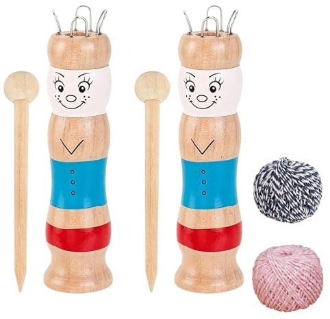 Cheewing 2 Pcs Wooden French Knitting Dolly Kit