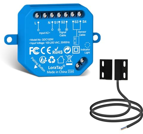LoraTap Ouvre-porte de garage intelligent Wi-Fi : mise à niveau pour les portes de garage électriques existantes - Notifications d'état en temps réel - Contrôle à distance par application - Commande