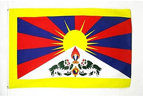 AZ FLAG - Tibet Flag - 2x3 Ft - 100D Polyester Tibetan-Buddhist Banner with Two Metal Grommets - Fade Resistant - Vivid Colors - 2' x 3' Feet - 90x60 Cm