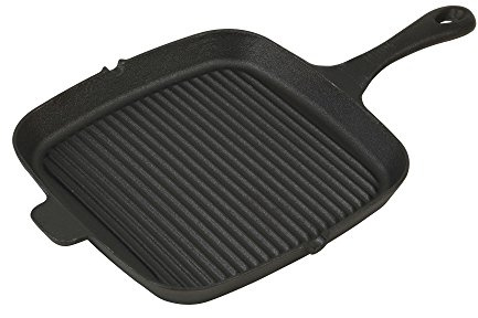 GoodCook Pre-Seasoned Cast Iron Grill Pan, 10.75 Inch, Black