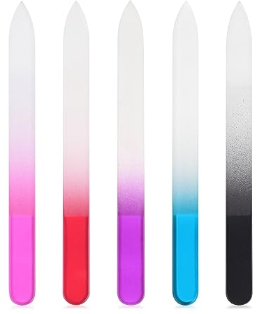 KADS Set di 5 lima per unghie in vetro colorato