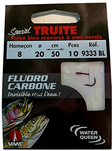 RAGOT VMC Hameçon Truite Bleu Fil Fluorocarbone N°8 fil Ø 20/100