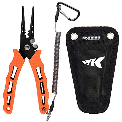 KastKing Cutthroat 7 inch Fishing Straight Nose Pliers, Orange