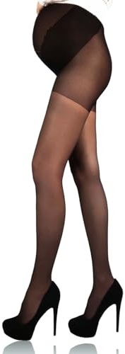Mila Marutti Black Maternity Tights | Pregnancy Tights Over the Belly | Maternity Pantyhose - Black, M