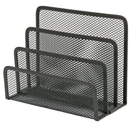 OSCO Wire Mesh Letter Holder – 3-Slot Wiremesh Document Organiser & Mail Sorter for Desk, Envelopes & Paperwork, Compact Desktop File Storage – Graphite