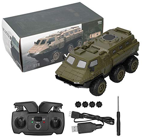 Drfeify RC Gepanzerter LKW, 2,4 GHz 1/16 RC Militär-LKW 6WD Gepanzertes Fahrzeug RC-Auto ab 14 Jahren