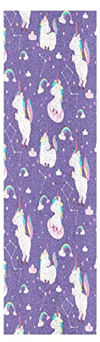 Mnsruu Arcobaleno Cavallo Unicorno Viola Skateboard Grip Tape Adesivo Nastro Grip Foglio Lungo Antiscivolo No Bolle Scooter Carta Vetrata per Longboard 84 x 23 cm