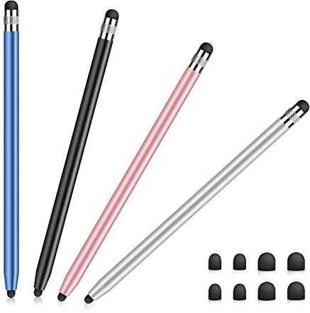 Mixoo Stylus Pens for Touch Screens, 4-Pack Sensitivity and Capacitive Stylus 2 in 1 Tablet Touch Screen Pen with 8 Extra Spare Tips for iPad Pro/iPhone/Samsung Galaxy and All Universal Touch Devices