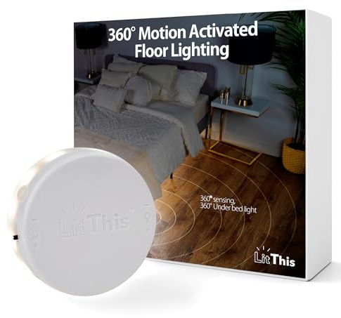 LitThis Under Bed Lights Motion Sensor Patented 360° motion activated night light for under bed light. – No Installation, easily positioned, dimmable, auto on/off.